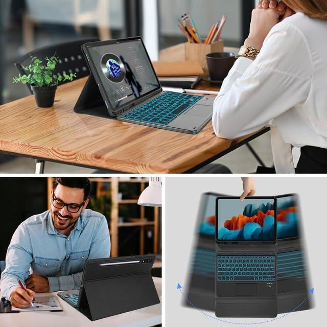 Фирменный чехол-книжка ROOFEI с Bluetooth клавиатурой для планшета Samsung Galaxy Tab S8 2022/ S7 2020 11 дюймов Днепр - изображение 4