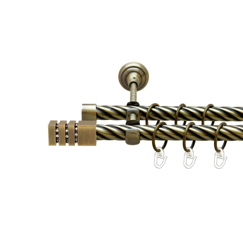 Карниз Orvit Ацтека металевий дворядний відкритий скручена труба кільце металеве Антик 19\19 мм 300 см (00-00022172) Львів - фото 1