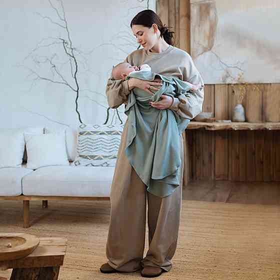 Легкий плед/Трикотажна пелюшка сірувато-зелений Київ