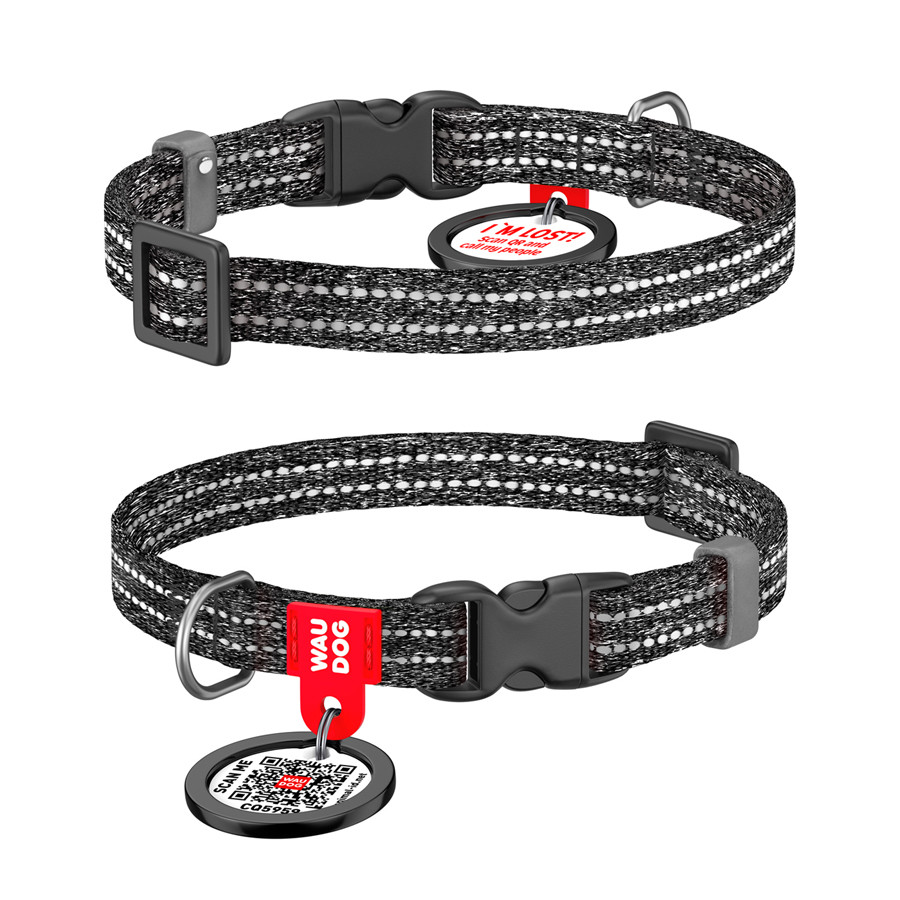 Нашийник для котів та дрібних порід собак WAUDOG Re-cotton з QR паспортом, відновлена бавовна, Коломия - фото 3