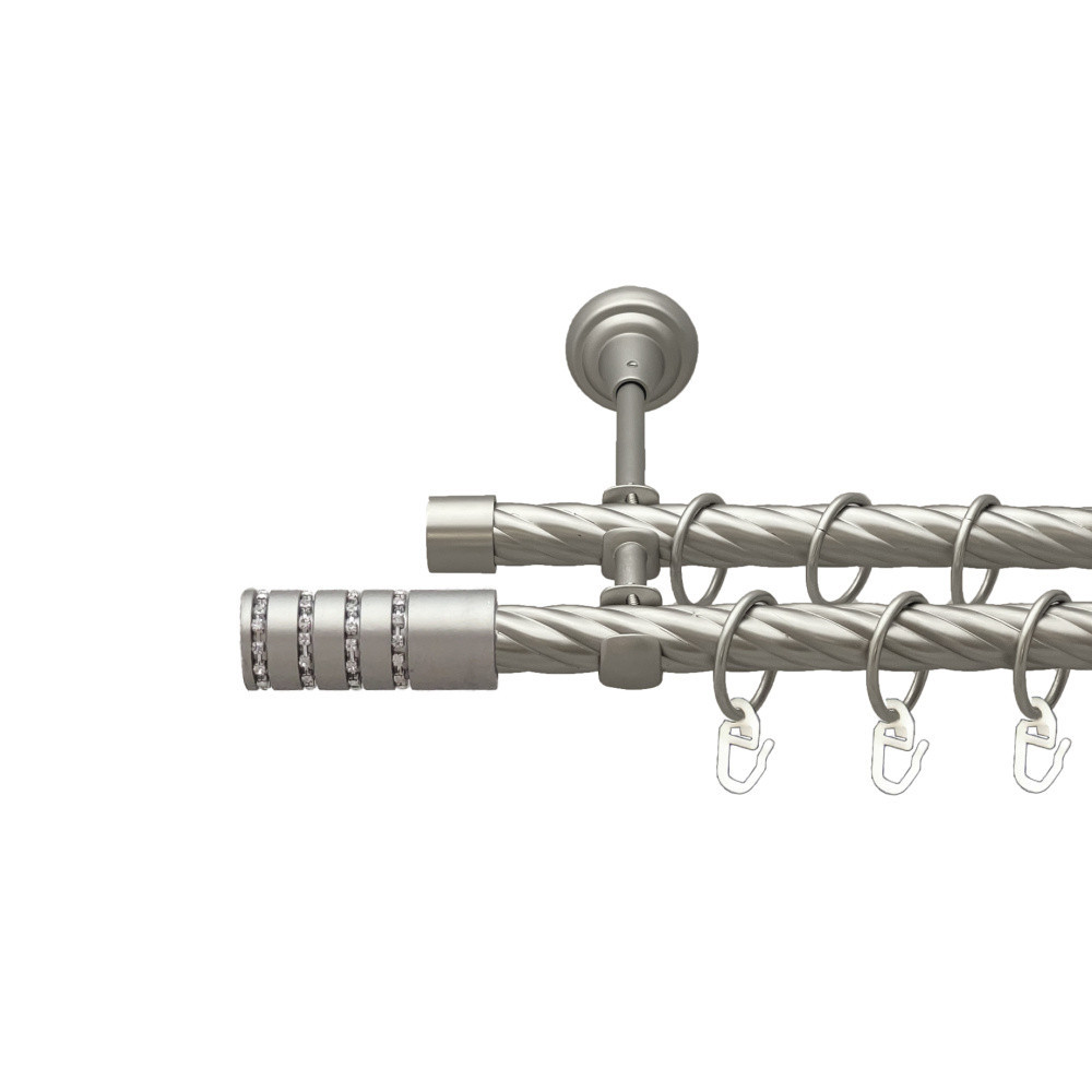 Карниз Orvit Барамелла металевий дворядний відкритий скручена труба кільце металеве Сатин 19\19 мм 240 см (00-00023180) Львів - фото 1