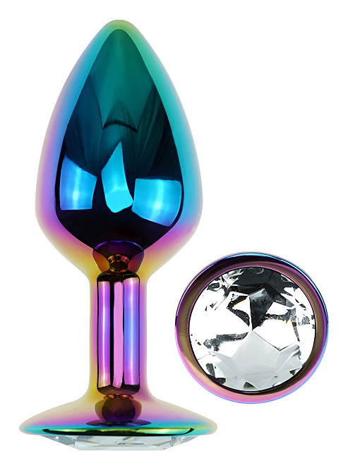 Анальна пробка з кристалом EGZO - Multicolor Round Plug Clear size S Sex Aura Київ - фото 2