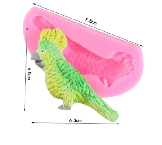 Молд из силикона Попугай 75 на 63 на 45 мм розовый Киев