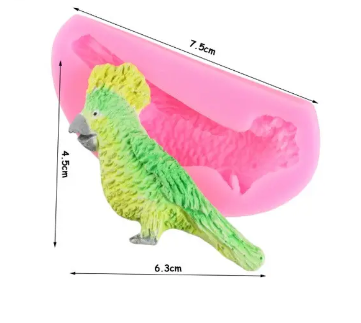 Молд из силикона Попугай 75 на 63 на 45 мм розовый Киев - изображение 2