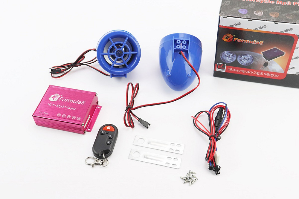 АУДІО-блок (МРЗ-USB / SD, FM-радіо, пультДУ, сигналізація) + колонки 2шт (сині) Киев - изображение 1