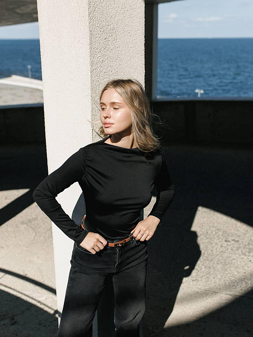 Женский базовый боди с драпировкой микро дайвинг Черный, 46/48 Одесса - изображение 7