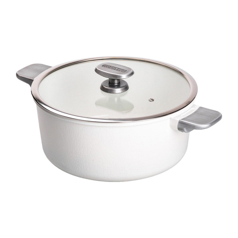 Алюминиевая кастрюля с керамическим антипригарным покрытием 6.9 л Ø 28 см белый MGC HP-4-454W Киев - изображение 4