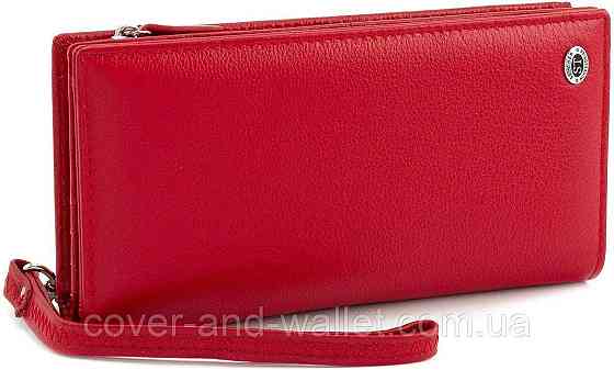 Місткий жіночий шкіряний гаманець клатч з відділенням на блискавці ST 1431 Київ