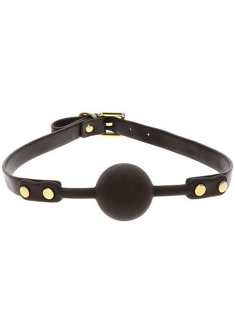 Кляп-кулька з золотою фурнітурою Taboom Ball Gag, чорний Sex Aura Київ - фото 3