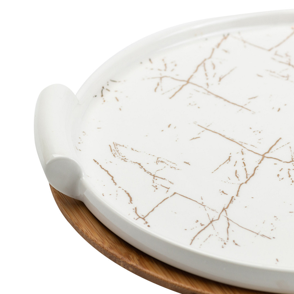 порцелянова тортівниця зі скляною кришкою на бамбуковій підставці HP1203 Коломия - фото 5