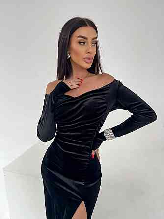 Жіноче елегантне святкове плаття максі з оксамиту Чорний, 44/46 Одеса