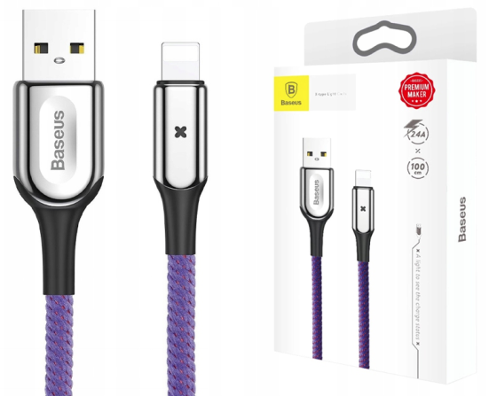 Кабель BASEUS X-type Cable Lightning 2.4A 1M фиолетовый CALXD-B05 Киев
