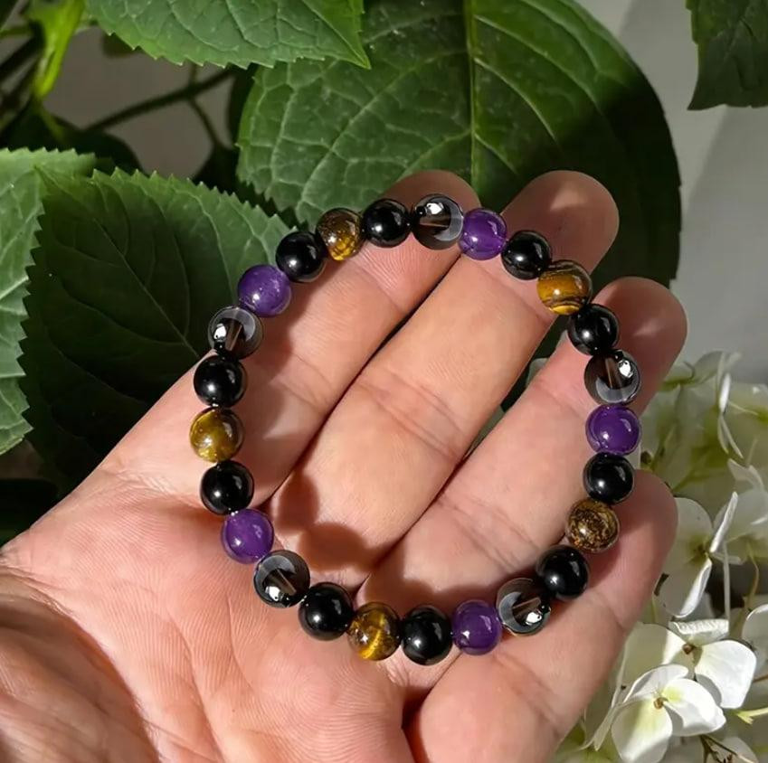 Защитный браслет из натуральных камней | Тигровый глаз, обсидиан, дымчатый кварц, аметист | Защита о Киев - изображение 2