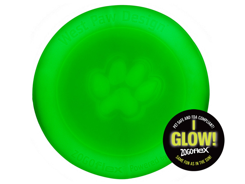 West Paw Zisc Flying Disc (Вест Пав Зиск) игрушка для собак фрисби Большой - 22 см., Светящийся белый Запорожье - изображение 1