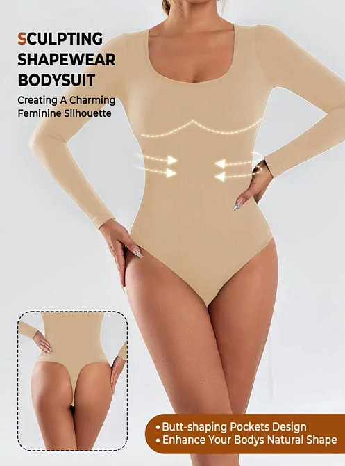 Утягивающее боди с длинным рукавом М бежевый Киев - изображение 7