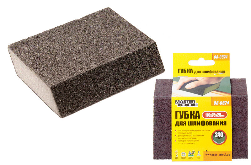 MASTERTOOL Губка для шліфування MASTERTOOL РОМБ Р240 110х75х25 мм 08-0524 Коломия - фото 1