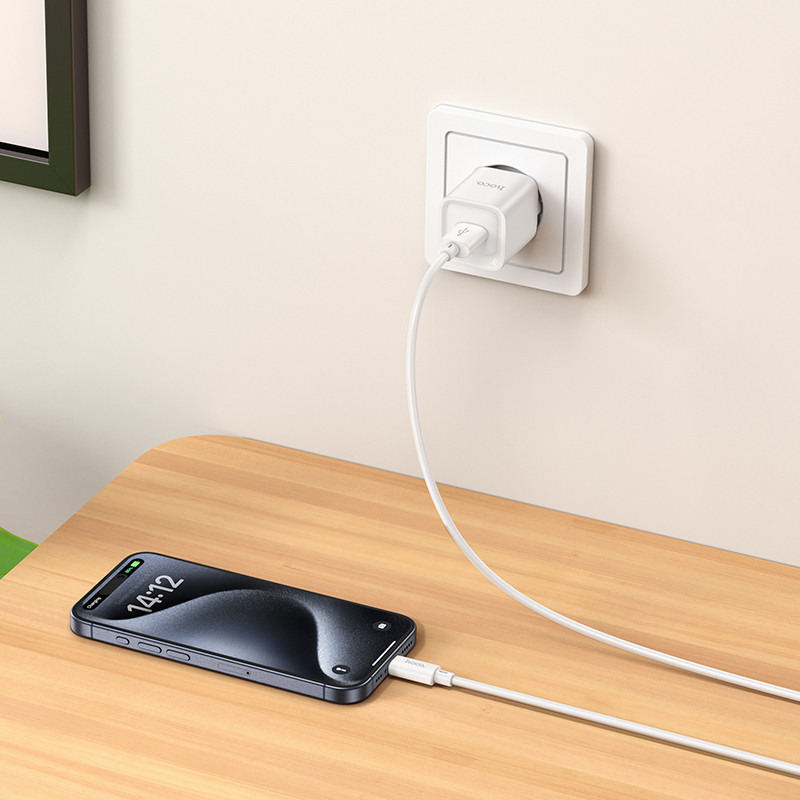 Мережевий зарядний пристрій з кабелем HOCO C145A Charm single port QC3.0 charger set(Type-C) White Одеса - фото 8