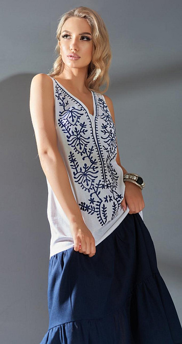 Комбинированное льняное платье Киев - изображение 1