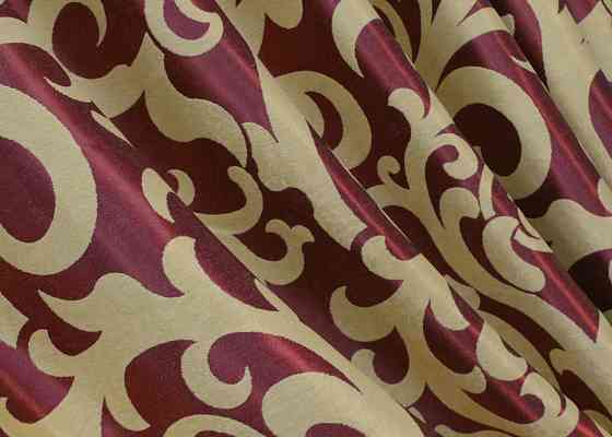 Комплект готових штор VR-Textil Блекаут Вензель № 073ш(А) Бордовий з бежевим 150х270 см 2шт (30-009) Київ