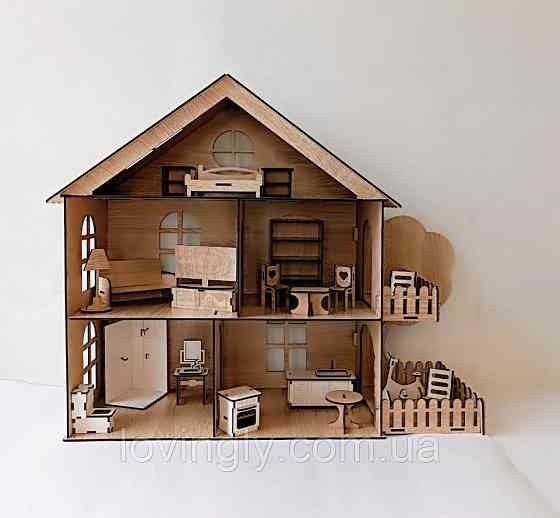Великий ігровий набір для дівчинки, зібраний, готовий до гри. Будиночок  і 20 одиниць меблів. Ірпінь
