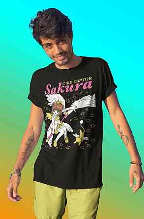 Футболка з аніме принтом Кардкаптор Сакура Ваіфу Керо оверсайз (S/M/L) Чорний AnimeJ0807 Дніпро