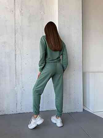 Жіночий повсякденний костюм-двійка: кофта та штани двохнитка-петля Оливка, 44 Одеса
