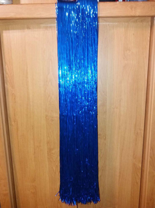 Дождик для елки новогодний 1 м на 24 см синий Киев - изображение 2