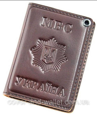Шкіряна обкладинка на посвідчення НПУ (Національна поліція України) із шевроном Київ - фото 6