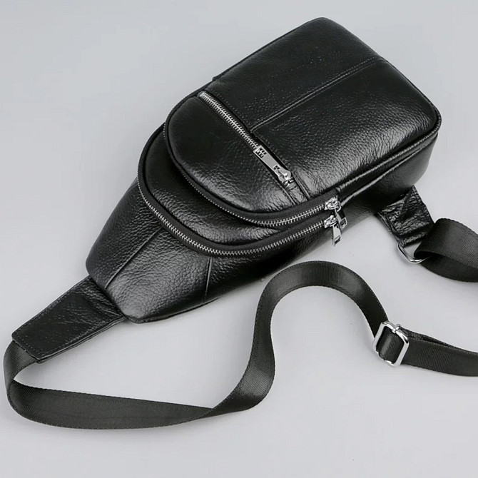 Чоловіча сумка-слінг шкіряна крос боді чорна Tiding Bag A25F-5060A Кам'янське - фото 5