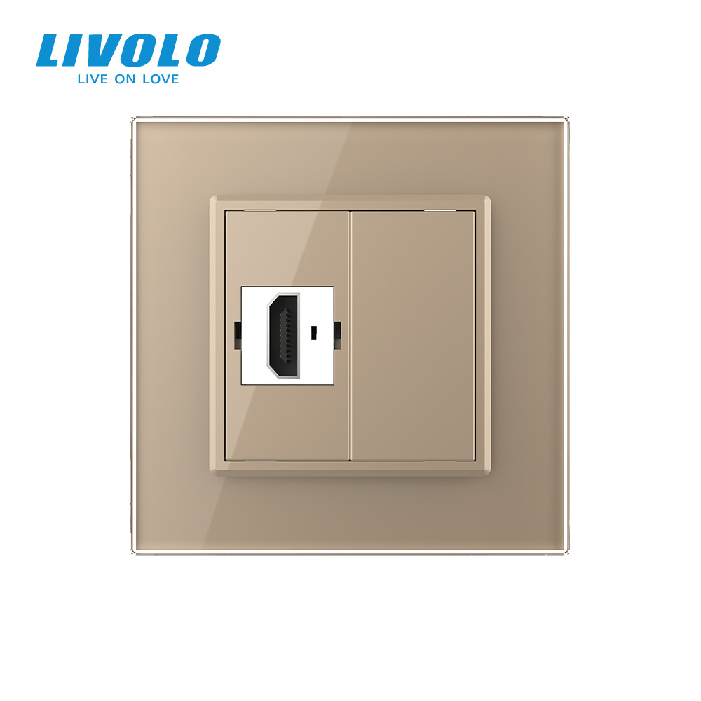 Розетка HDMI Livolo золото скло (VL-C7FCHD-1AP) Коломыя - изображение 4