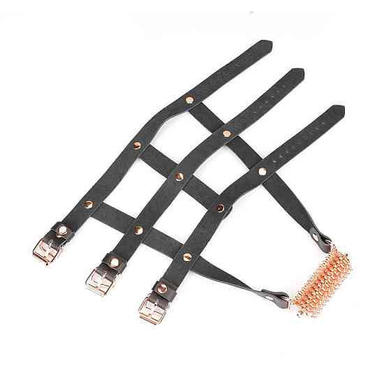 Кожаная портупея для голеностопа со шпорами Liebe Seele Leather High Heel Ankle Harness Rose Gold Sex Aura Киев