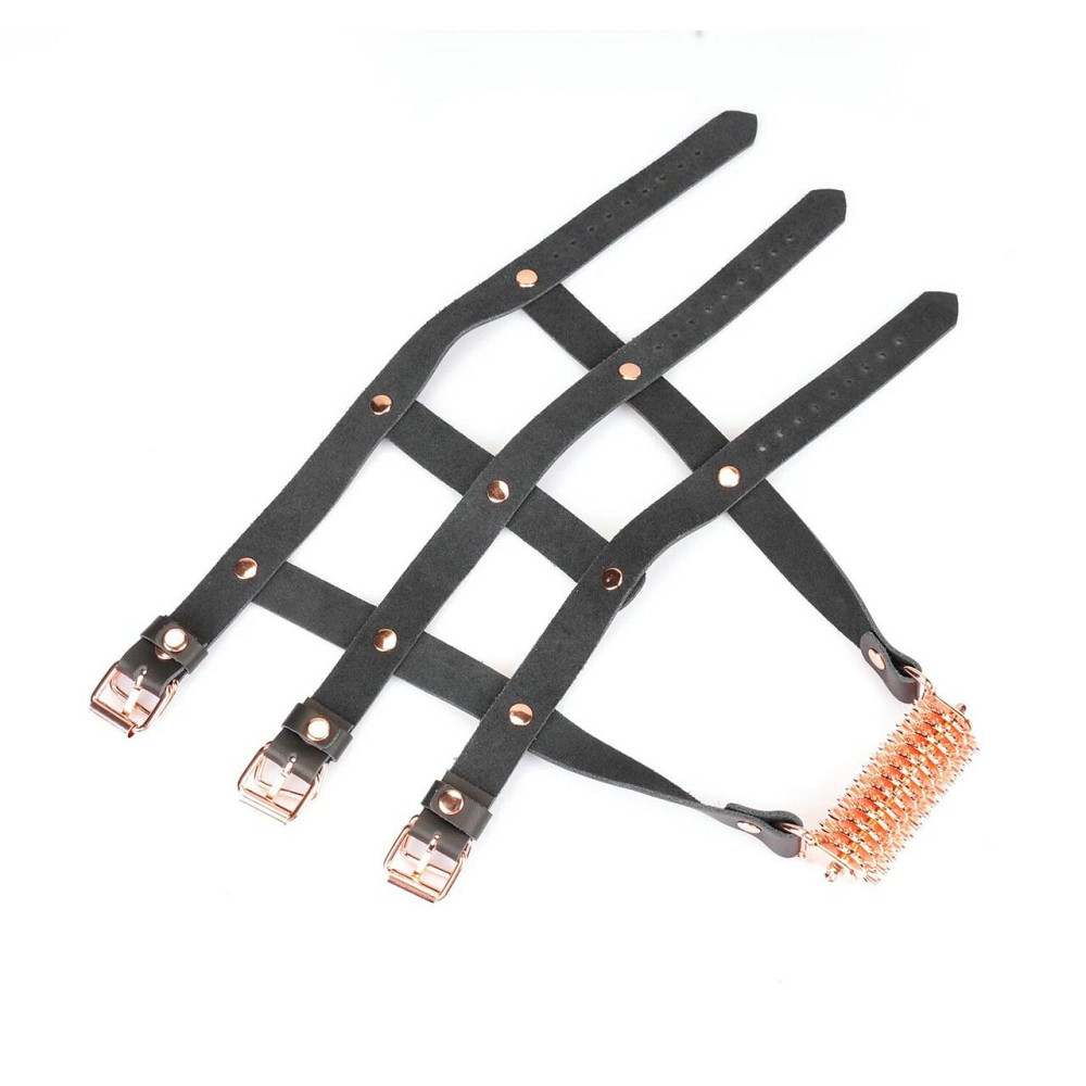 Кожаная портупея для голеностопа со шпорами Liebe Seele Leather High Heel Ankle Harness Rose Gold Sex Aura Киев - изображение 2