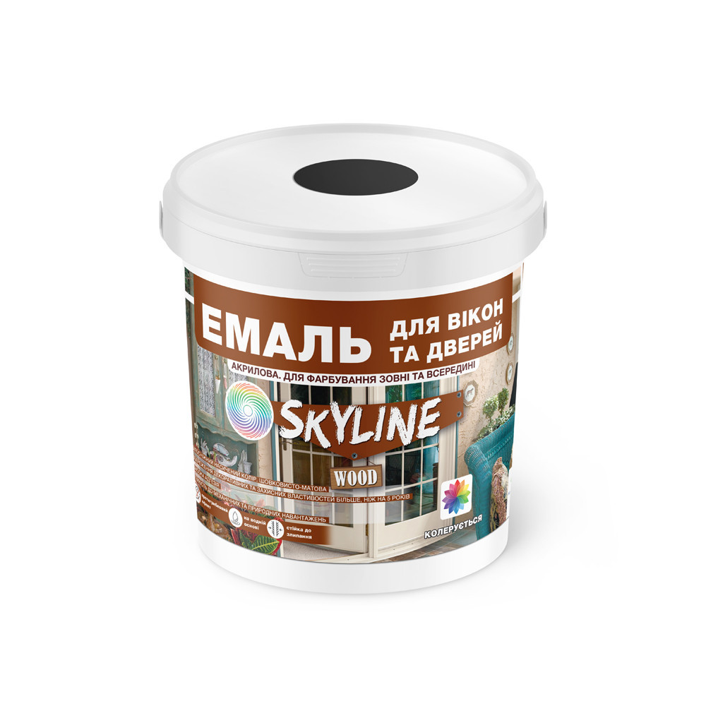 Акрилова емаль для вікон та дверей SkyLine Wood без запаху, з протигрибковим ефектом, чорна, 0.4 л Харків - фото 9