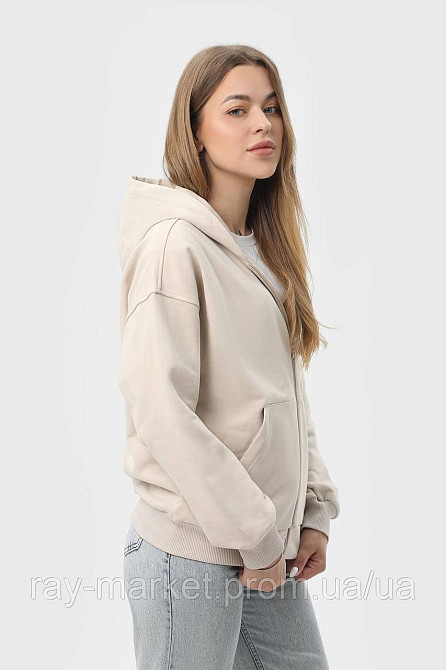 Худі на блискавці жіноче базове RAY PREMIUM LOOSE бежеве (U0409W-Cream) XL Київ - фото 3