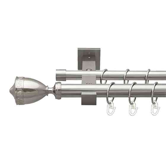 Карниз Orvit Афіна металевий дворядний техно гладка труба кільце металеве Нержавіюча Сталь 25\19 мм 160 см Львов