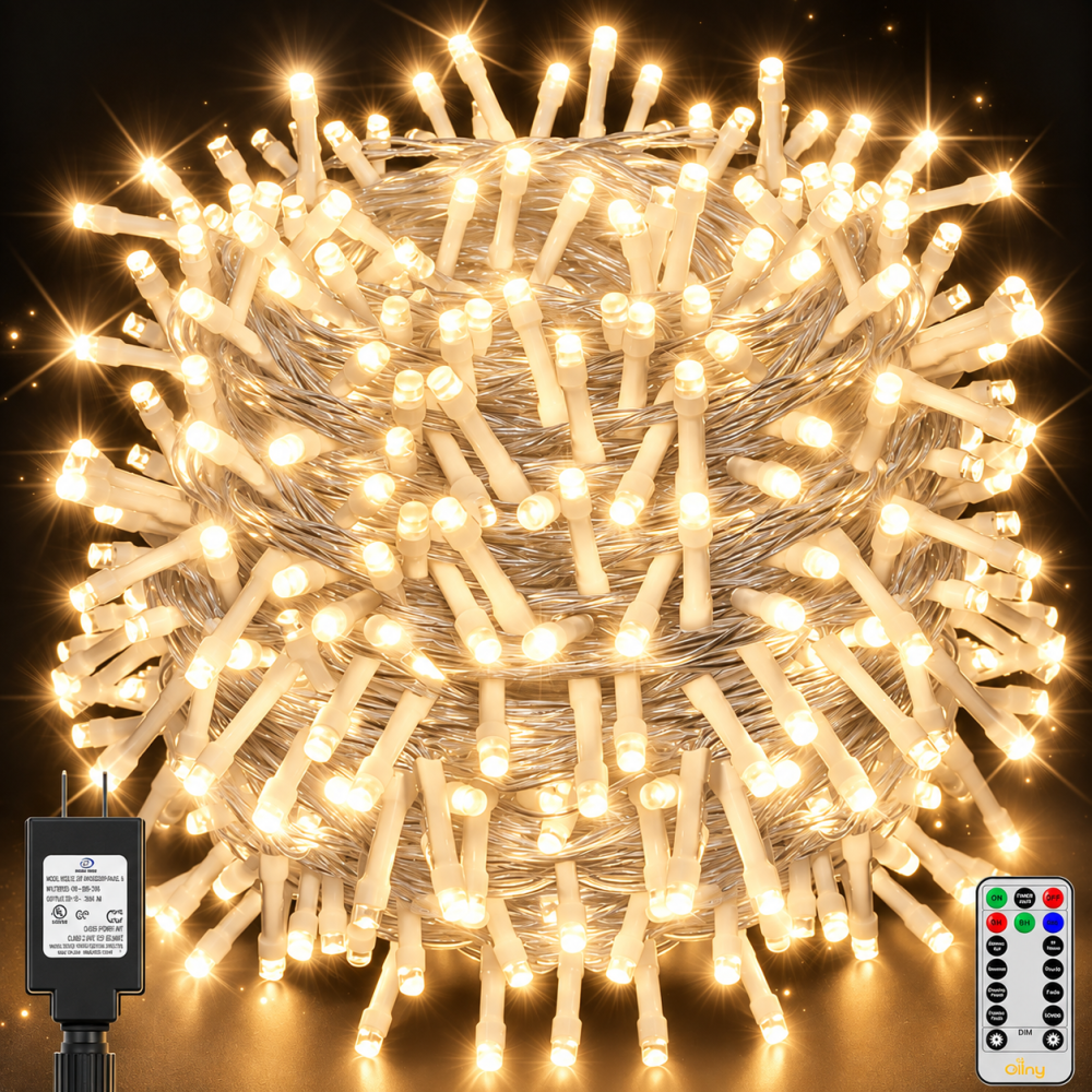 Вулична LED гірлянда-нитка Ollny 100 м, 1000 LED, теплий білий, 8 режимів, пульт ДК, таймер, IP44, 29 В Київ - фото 14
