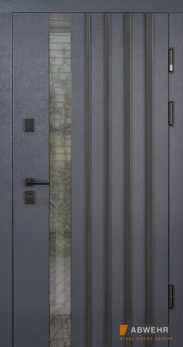 Вхідні двері з терморозривом Abwehr Termix Avenue 537 Метал Lampre Антрацит+ Vinori Біла 960*2050 мм Київ - фото 1