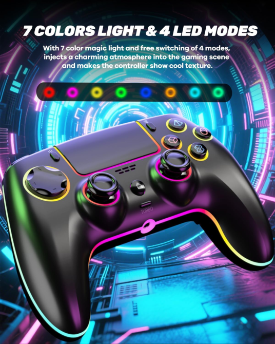Бездротовий геймпад MYSTILUCK Hall Effect для PS5/PS5 Pro/PC/Mac/Steam Deck/iOS/Android | RGB, Turbo, 1500 мА·год Київ - фото 13
