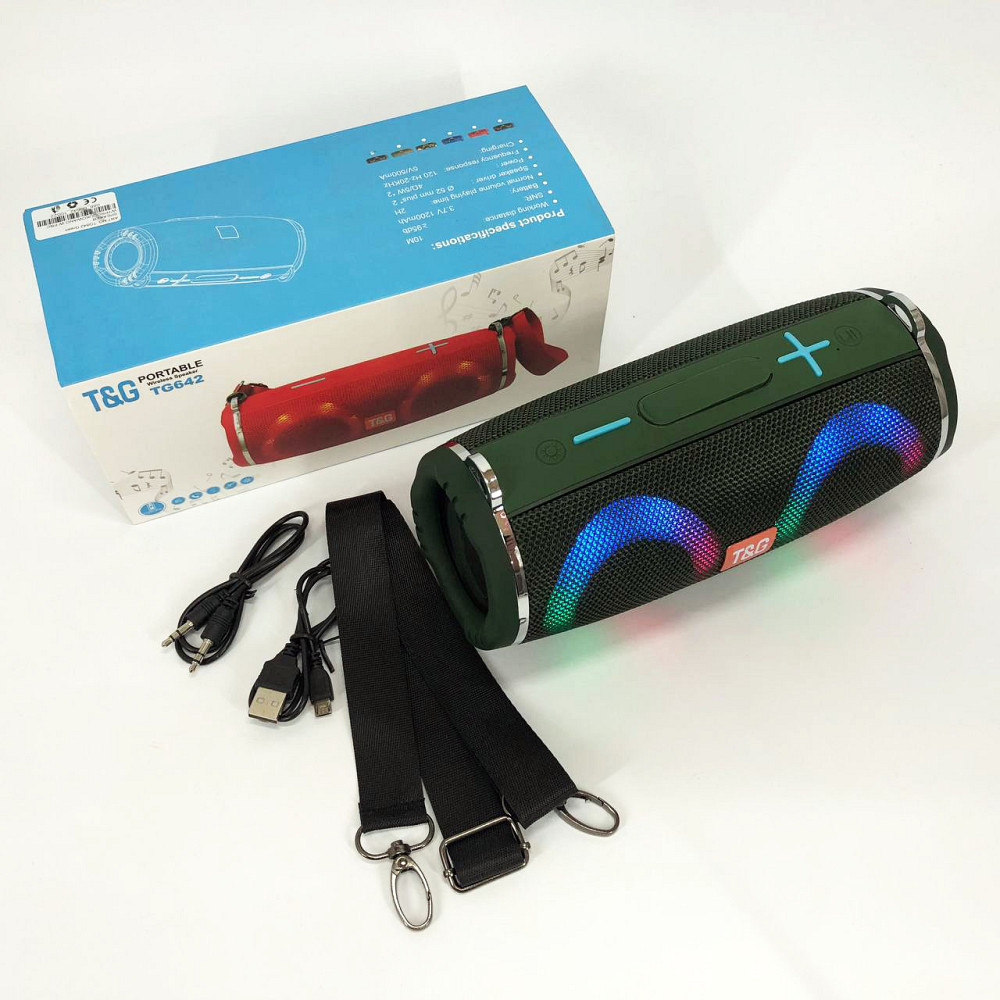 Bluetooth колонка з динамічним підсвічуванням TG642, Бездротова портативна колонка з ремінцем KL-95 Львів - фото 7