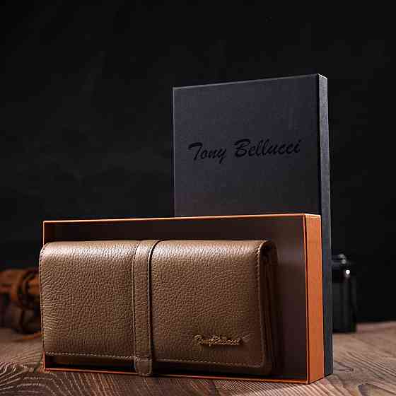 Практичний жіночий гаманець з великою кількістю відділень із натуральної шкіри Tony Bellucci 21959 Бежевий Київ