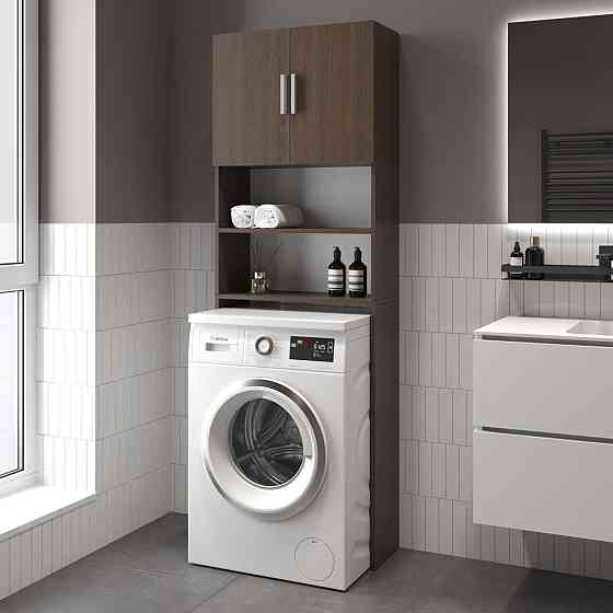 Тумба под стиральную машину VAYS M-107, шкаф в ванную, ЛДСП, 64×25×190 см Львов