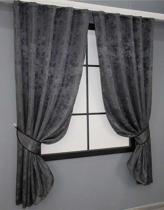 Комплект коротких штор VR-Textil Жакард Sultan YL № 1211ш Графітовий 130х170 см 2 шт (35-0004) Київ - фото 2