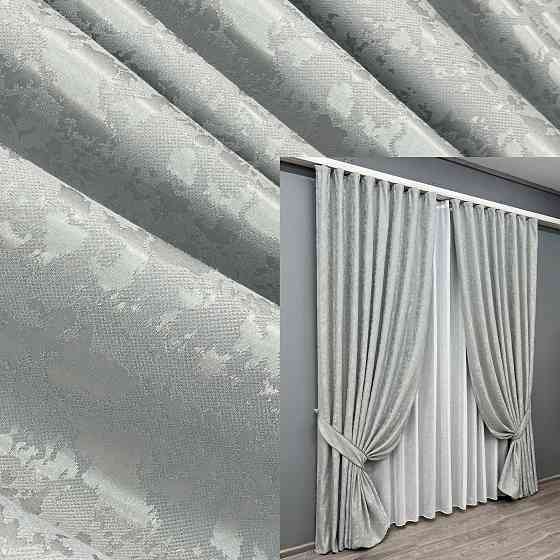 Комплект готових штор VR-Textil Льон мармур Pavliani ХО № 1911ш Світло-сірий 150х250 см 2 шт (39-975) Київ