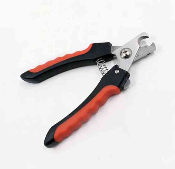 Кусачки для стрижки когтей у кошек и собак вместе с пилочкой, красные - размер кус 16*5см, прорезиненная ручка Киев