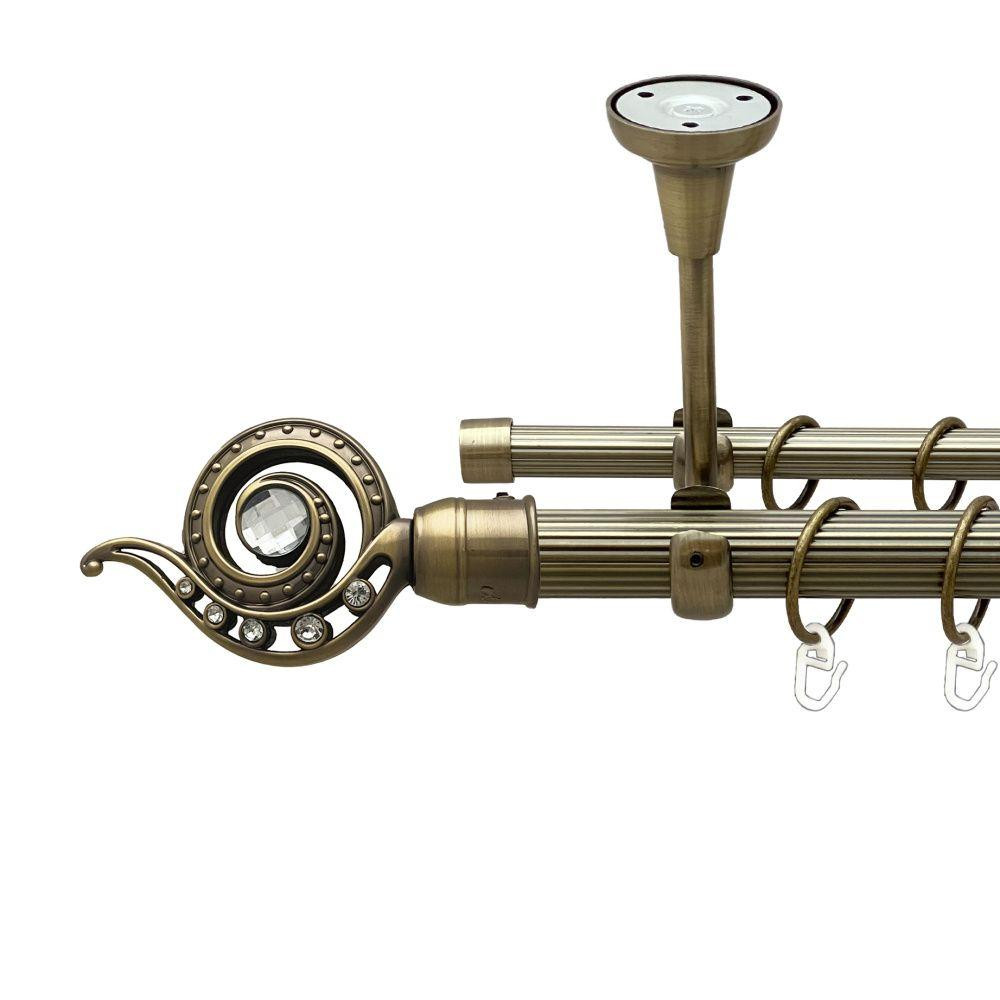Карниз Orvit Око Дракона металевий дворядний відкритий до стелі рифлена труба кільце металеве Антик 25\16 мм 240 см (00-00018767) Львів - фото 1