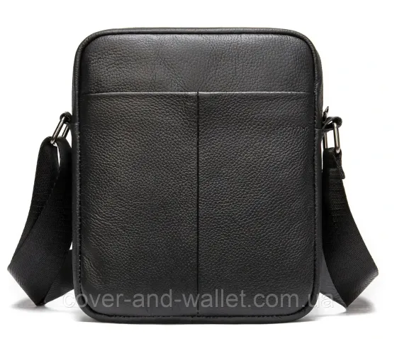Маленькая мужская вертикальная сумка из натуральной кожи черного цвета Leather Collection Киев