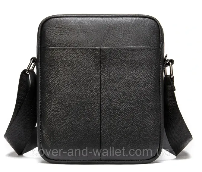 Маленькая мужская вертикальная сумка из натуральной кожи черного цвета Leather Collection Киев - изображение 1