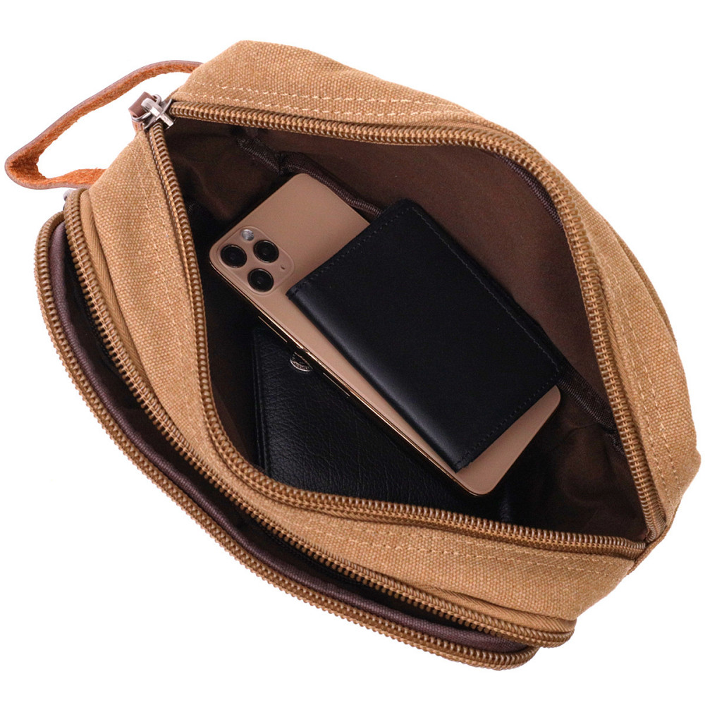 Барсетка для мужчин на два отделения из качественного текстиля Vintage 22235 Коричневый Киев - изображение 5