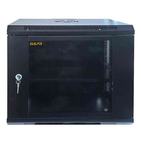 Шкаф серверный настенный с полкой GEAR 9U 19'' 530x400x450 мм., Черный (GWMSN-9U) Киев