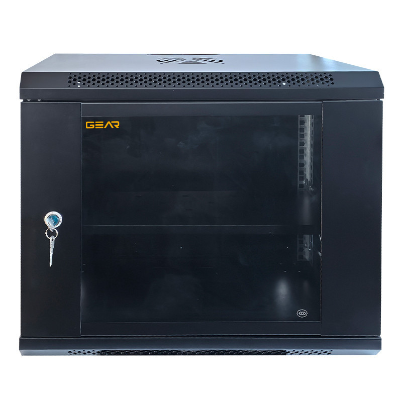 Шкаф серверный настенный с полкой GEAR 9U 19'' 530x400x450 мм., Черный (GWMSN-9U) Киев - изображение 2